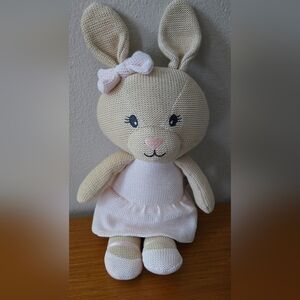 Living Textiles Bonnie Bunny Knitted Plush Stuffed Animal Ballerina Rattle